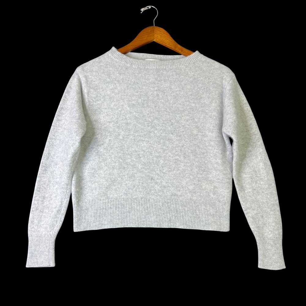 Aritzia Essential 100% Cashmere Crewneck Sweater Light Grey Heather XS